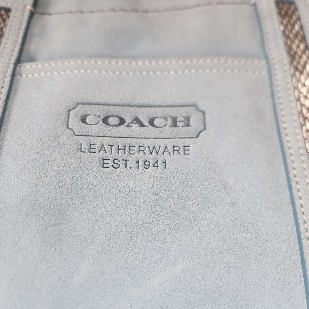 2005 Coach Aqua Blue Suede Beaded Gallery Tote Style 8B32 Y2K Vintage - Picture 6 of 16